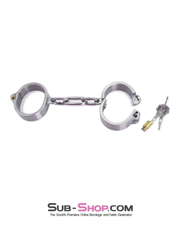 Male Sex Toys Moonwell 7806M Captive Slave Chromed Steel Wrist Cuffs Small Medium