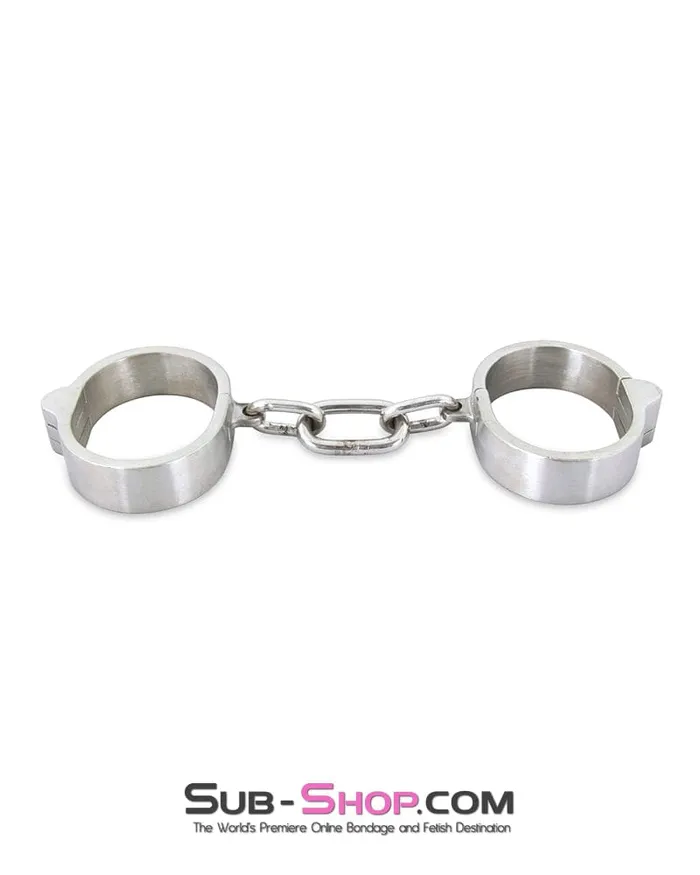 Male Sex Toys Moonwell 7806M Captive Slave Chromed Steel Wrist Cuffs Small Medium