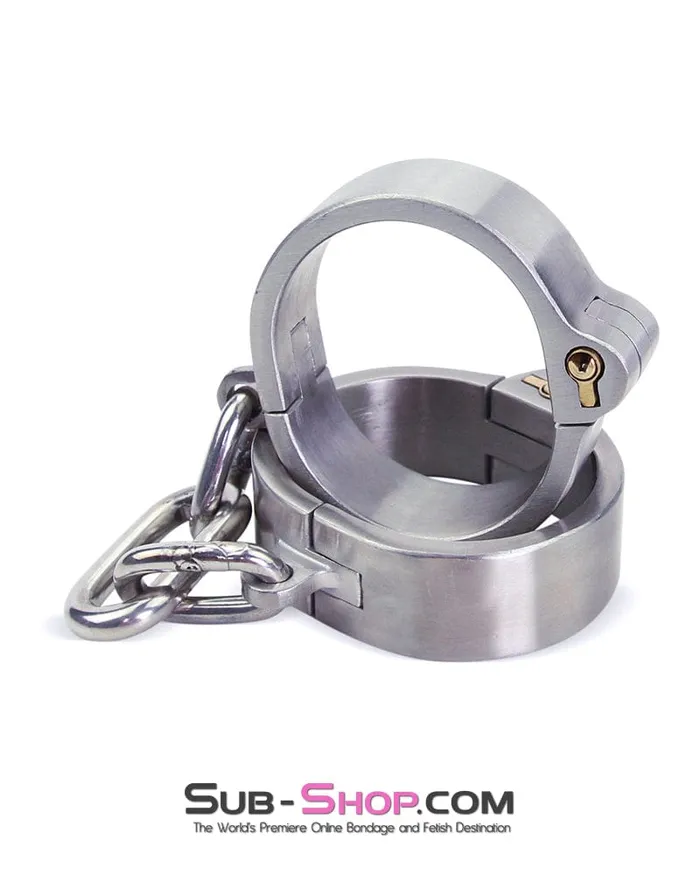 Male Sex Toys Moonwell 7806M Captive Slave Chromed Steel Wrist Cuffs Small Medium