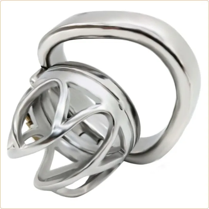 Male Sex Toys Moonwell 7814M The Brig Medium Steel Cock Cage Chastity with Medium Cock Ring