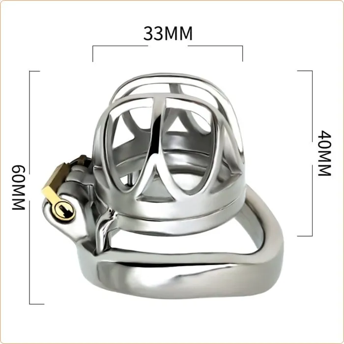Male Sex Toys Moonwell 7814M The Brig Medium Steel Cock Cage Chastity with Medium Cock Ring