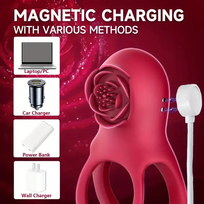 Male Sex Toys Upgraded Vibrating Penis Ring Rose Clitoris Vibrator With Butt Plug Weadultshop
