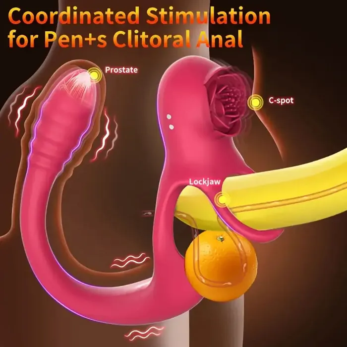 Male Sex Toys Upgraded Vibrating Penis Ring Rose Clitoris Vibrator With Butt Plug Weadultshop