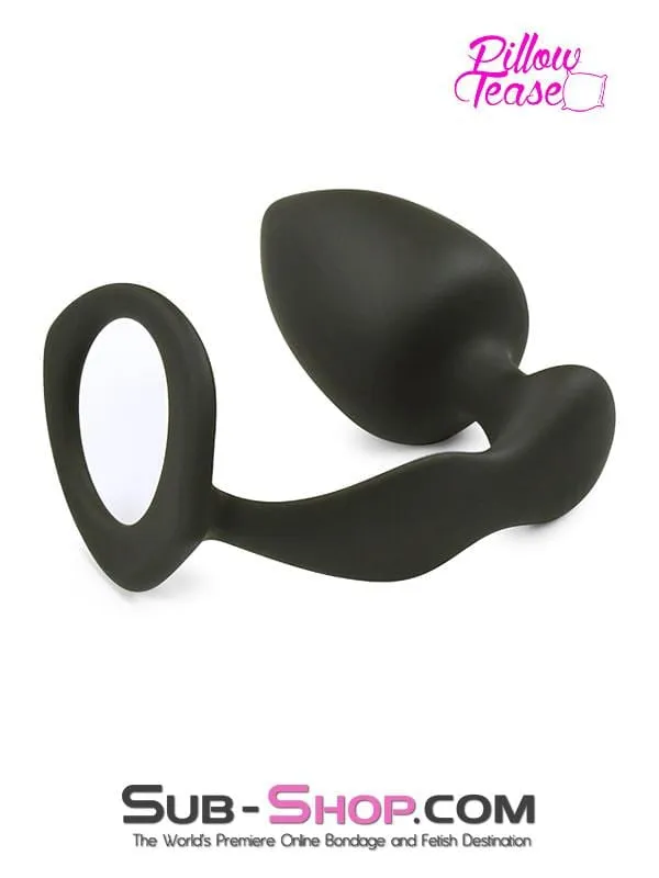 Moonwell Male Sex Toys 1553M Silicone Cock Ring and Anal Plugger Medium Plug