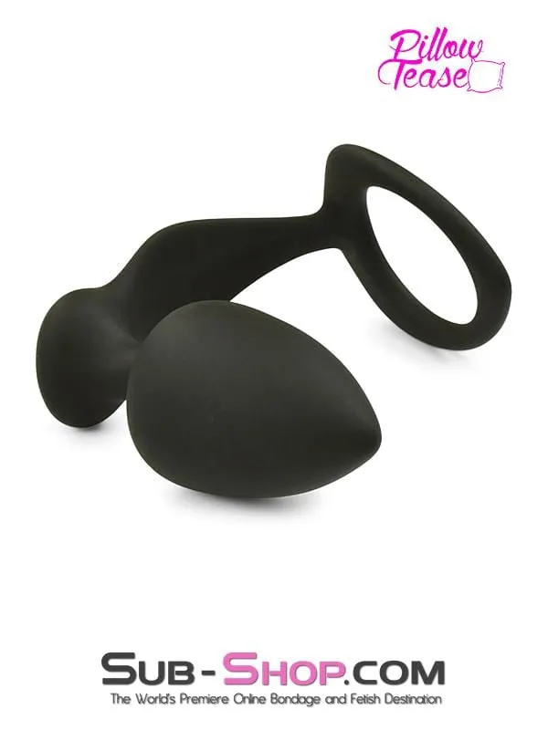 Moonwell Male Sex Toys 1553M Silicone Cock Ring and Anal Plugger Medium Plug