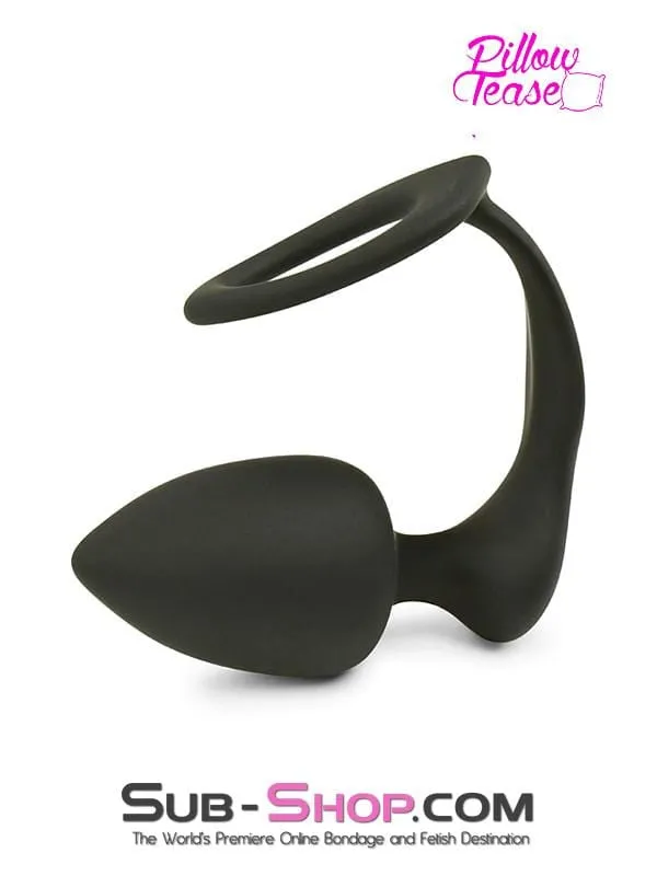 Moonwell Male Sex Toys 1553M Silicone Cock Ring and Anal Plugger Medium Plug