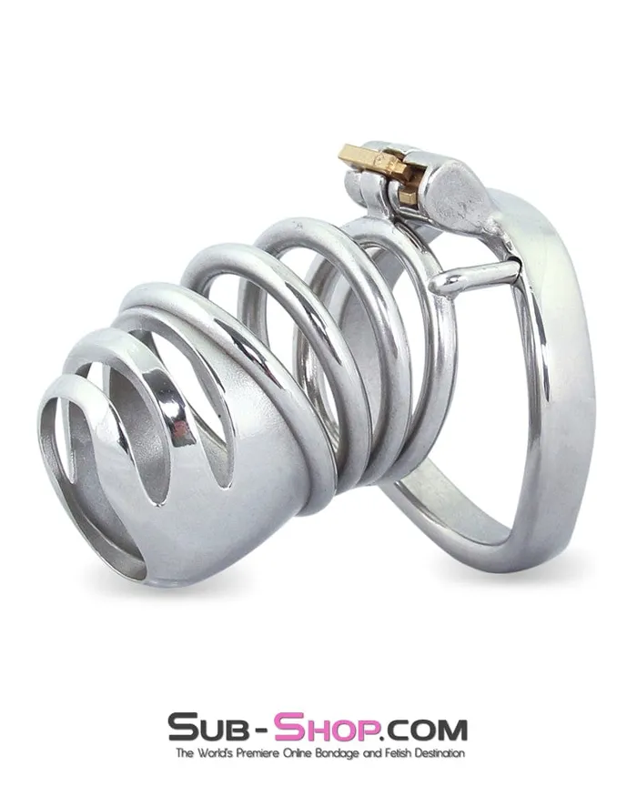 Moonwell Male Sex Toys 6808M Ironclad Locking Steel Chastity Cock Cage