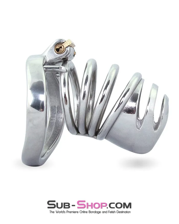 Moonwell Male Sex Toys 6808M Ironclad Locking Steel Chastity Cock Cage