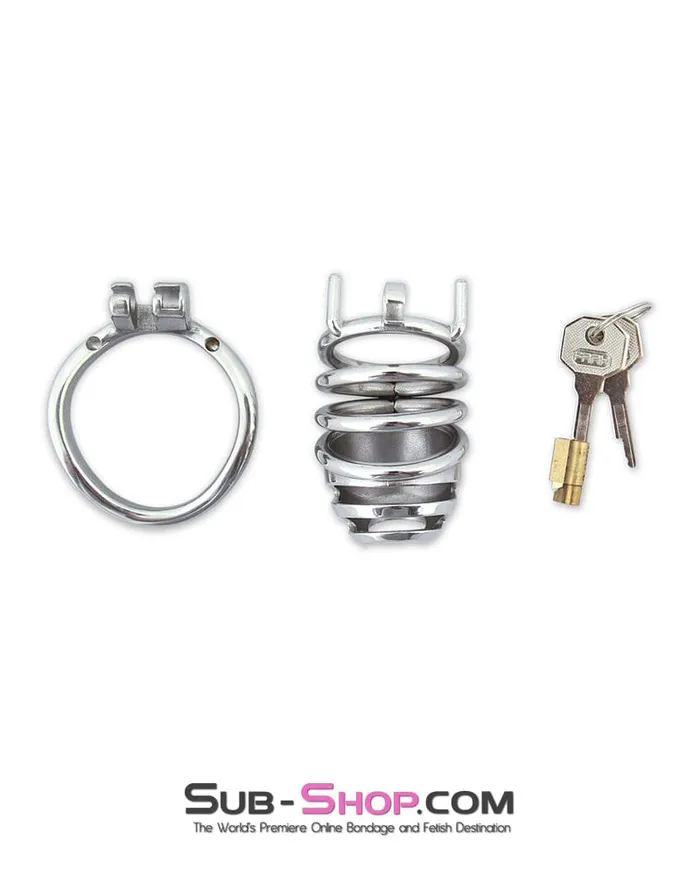 Moonwell Male Sex Toys 6808M Ironclad Locking Steel Chastity Cock Cage