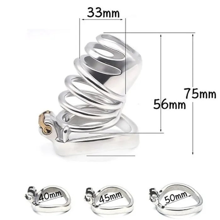 Moonwell Male Sex Toys 6808M Ironclad Locking Steel Chastity Cock Cage