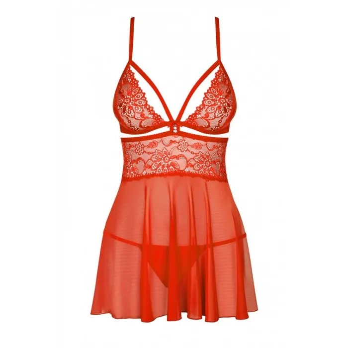 Obsessive Vibrators 838 Babydoll Thong Red