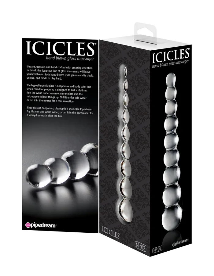 Pipedream Anal Dazzling Icicle Glass Wand Elegant 85Inch Toy for Temperature Play