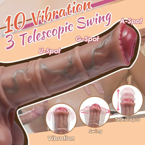 3 Telescopic Swing 10 Vibrating Heating Horsewhip Monster Dildo 866 Inch Lurevibe Dildos
