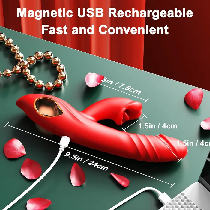 4 IN 1 G Spot Vibrators Tongue Clitoral Stimulator Thrusting Dildo Lurevibe Female Sex Toys 4 IN 1 G Spot Vibrators Tongue Clitoral Stimulator Thrusting Dildo Lurevibe Female Sex Toys
