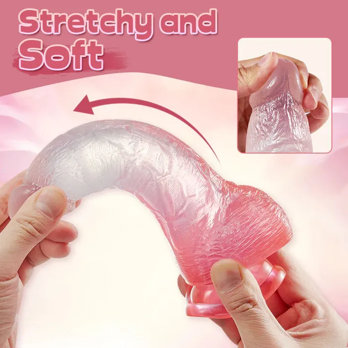 Dildos UXOL Crystal Jelly Dildo With Strong Suction Cup Huge Dildo 8 Inch