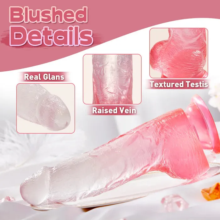 Dildos UXOL Crystal Jelly Dildo With Strong Suction Cup Huge Dildo 8 Inch