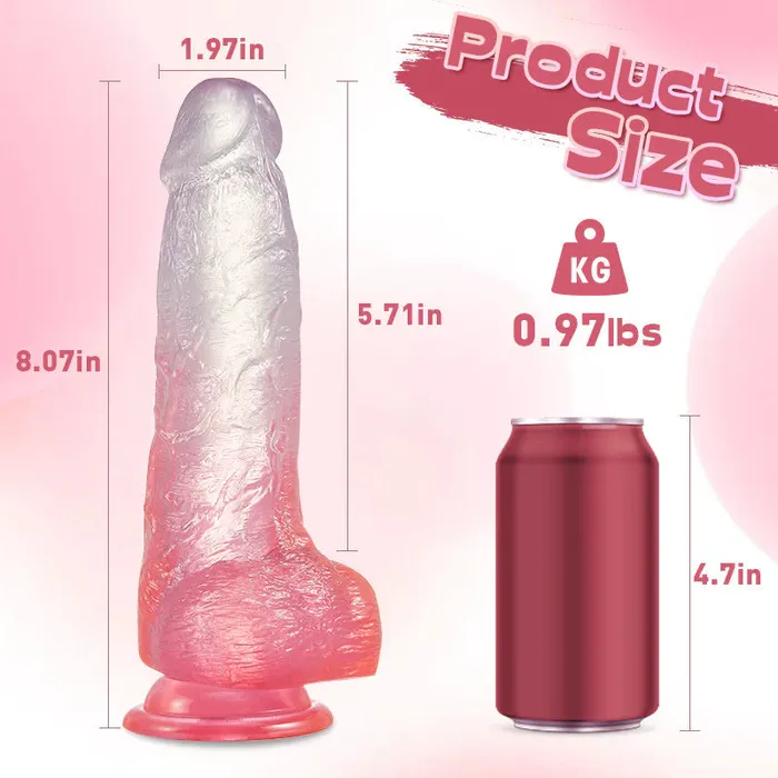 Dildos UXOL Crystal Jelly Dildo With Strong Suction Cup Huge Dildo 8 Inch