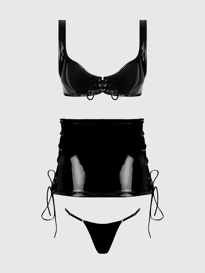 Female Sex Toys Fredericks Of Hollywood Phoenix Patent Grommet Bralette Mini Skirt GString Female Sex Toys Fredericks Of Hollywood Phoenix Patent Grommet Bralette Mini Skirt GString