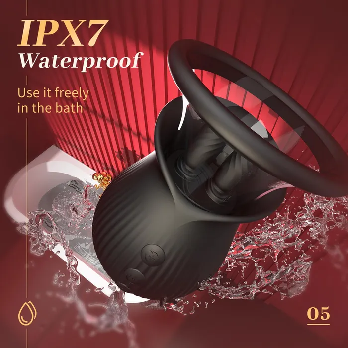 Female Sex Toys Lurevibe Rose Romeo 3in1 Rose Sex Toy with 2 Suction Cups Adult Toys Female Clitoral Nipple Vibrators with 10 Licking Sucking Vibrating Lurevibe