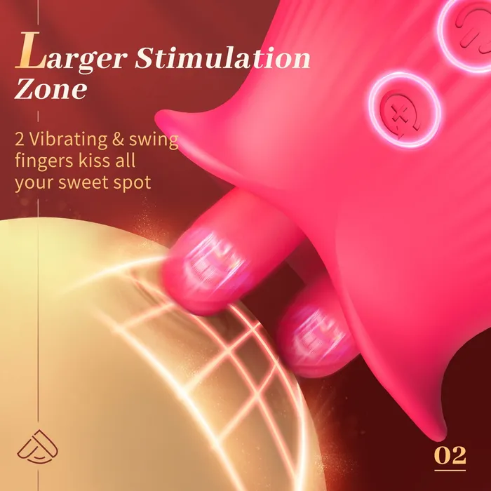 Female Sex Toys Lurevibe Rose Romeo 3in1 Rose Sex Toy with 2 Suction Cups Adult Toys Female Clitoral Nipple Vibrators with 10 Licking Sucking Vibrating Lurevibe