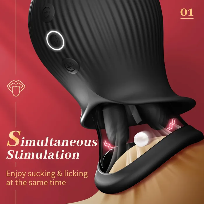 Female Sex Toys Lurevibe Rose Romeo 3in1 Rose Sex Toy with 2 Suction Cups Adult Toys Female Clitoral Nipple Vibrators with 10 Licking Sucking Vibrating Lurevibe