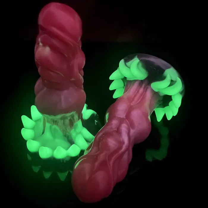 Female Sex Toys Surreal Realistic Wolf Teeth Luminous Silicone Dildo With Suction Cup Lurevibe