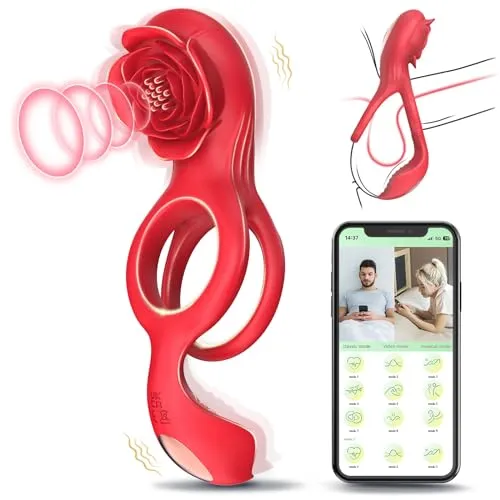 Lurevibe Cock Ring with Rose Clitoral Stimulation Lurevibe Male Sex Toys