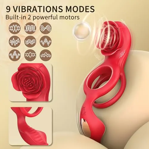 Lurevibe Cock Ring with Rose Clitoral Stimulation Lurevibe Male Sex Toys