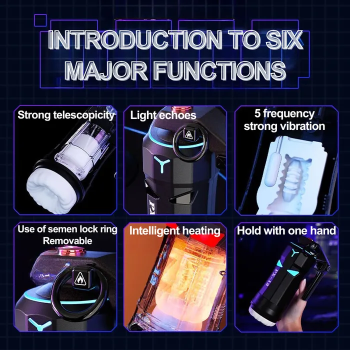 Lurevibe Male Sex Toys Lurevibe High Explosive Grenade Aircraft Cup Telescopic Vibration Heating Male Masturbation Device