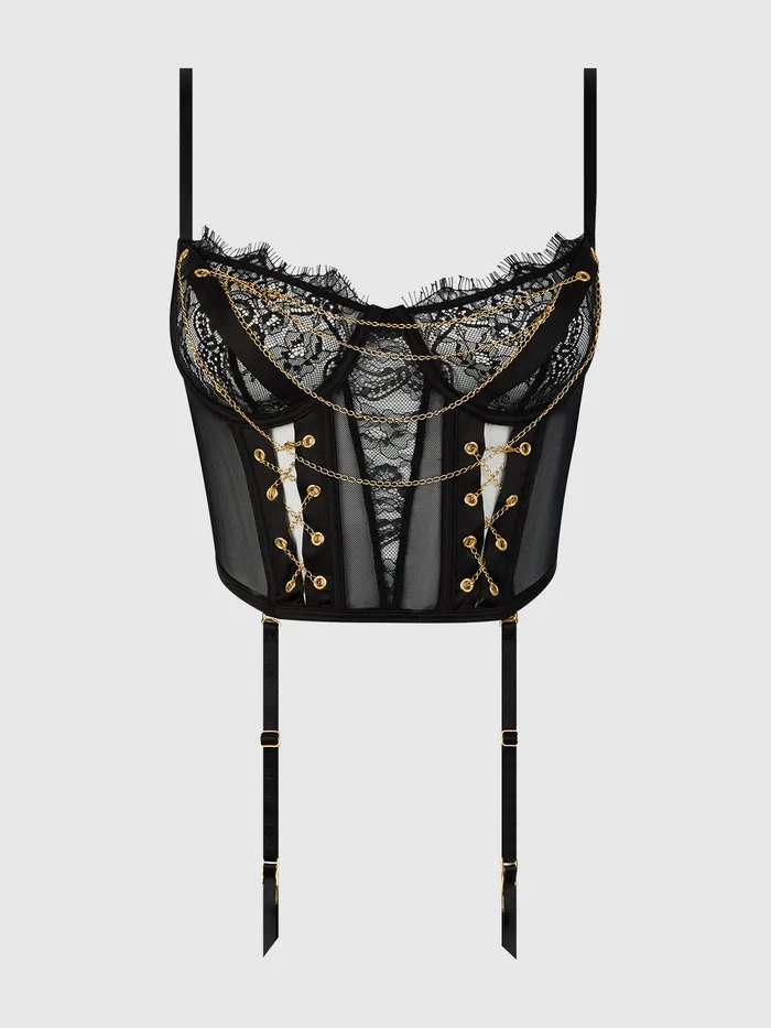 Maeve Chain Lace Bustier With Garters Fredericks Of Hollywood Female Sex Toys Maeve Chain Lace Bustier With Garters Fredericks Of Hollywood Female Sex Toys