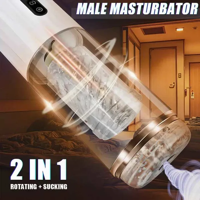 Male Sex Toys 10Frequency Rotating 10Frequency Retractable Male Masturbator lurevibe