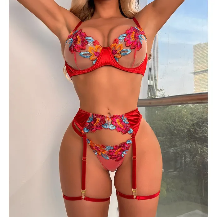 Seductive Colorblock Embroidered Floral Bra Set with Underwire Garter Belt Thigh Garters and Crotchless Panties wesweetie Male Sex Toys Seductive Colorblock Embroidered Floral Bra Set with Underwire Garter Belt Thigh Garters and Crotchless Panties wesweetie Male Sex Toys