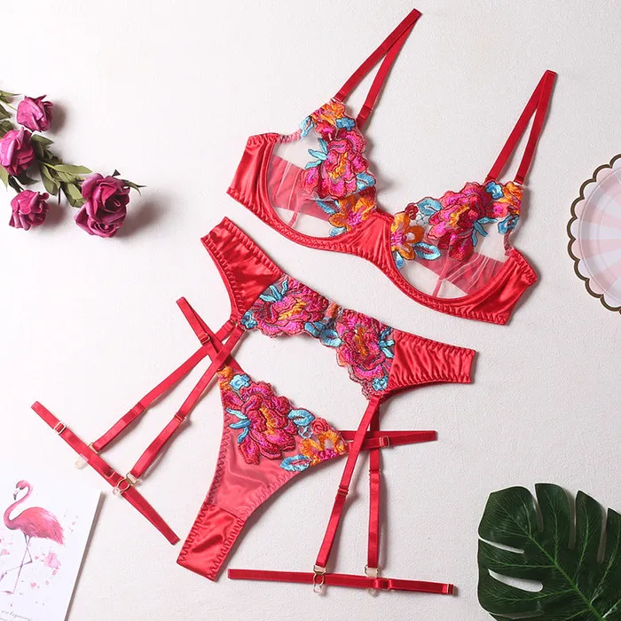 Seductive Colorblock Embroidered Floral Bra Set with Underwire Garter Belt Thigh Garters and Crotchless Panties wesweetie Male Sex Toys Seductive Colorblock Embroidered Floral Bra Set with Underwire Garter Belt Thigh Garters and Crotchless Panties wesweetie Male Sex Toys