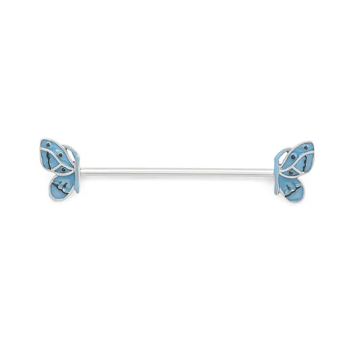 14g 112 Periwinkle Butterfly Industrial Barbell Painful Pleasures Vibrators