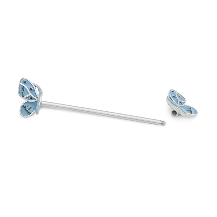 14g 112 Periwinkle Butterfly Industrial Barbell Painful Pleasures Vibrators