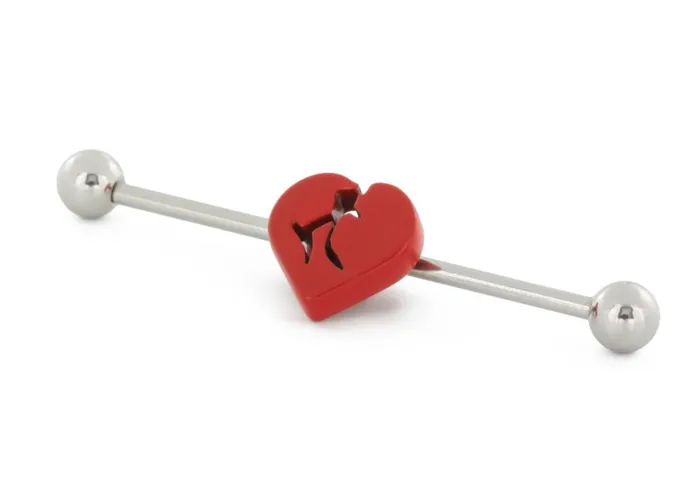 14g 15 Broken Heart Industrial Barbell Painful Pleasures Anal