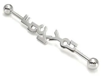 14g 175 Fuck You Industrial Barbell Painful Pleasures Female Sex Toys