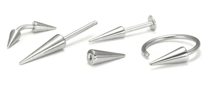 14g8g Stainless Steel Long Spikes Bigger Cones Replacement Ends Price Per 1 Painful Pleasures Male Sex Toys