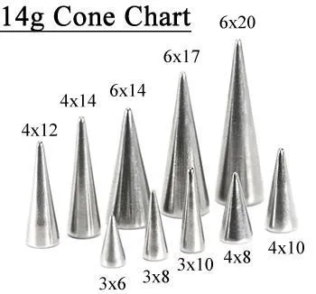14g8g Stainless Steel Long Spikes Bigger Cones Replacement Ends Price Per 1 Painful Pleasures Male Sex Toys