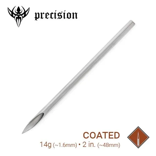 14g Sterilized 2 Coated Piercing Needles Box of 100 Precision Needles Anal