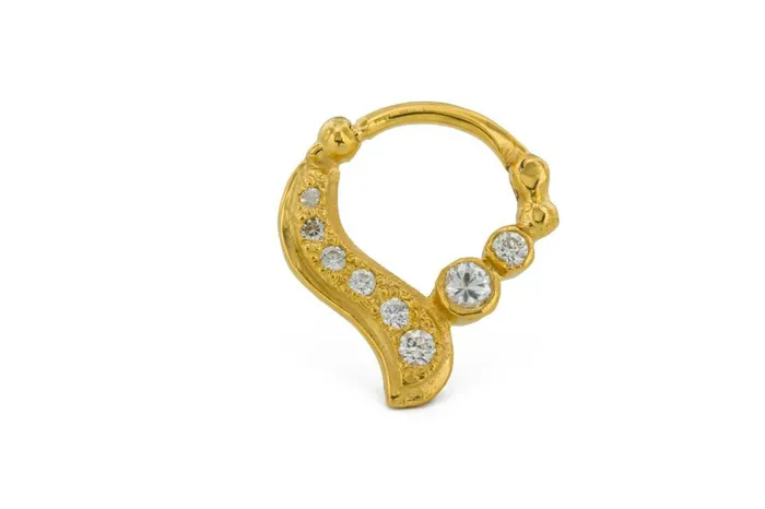 16g Septum Clicker Jeweled 14kt Yellow Gold Plated Asymmetric Teardrop Ring Painful Pleasures Male Sex Toys 16g Septum Clicker Jeweled 14kt Yellow Gold Plated Asymmetric Teardrop Ring Painful Pleasures Male Sex Toys