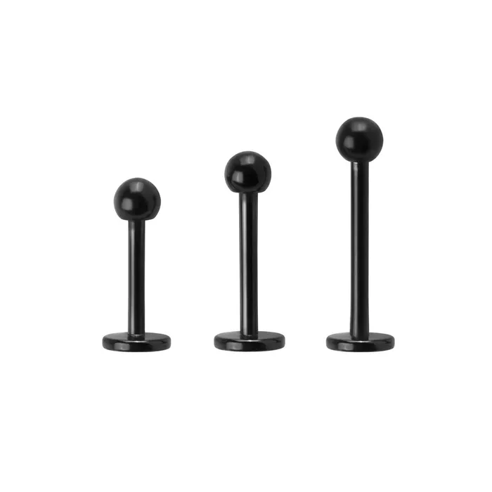 18g Externally Threaded PVD Black Titanium Labret Post w Ball Price Per 1 Painful Pleasures Anal