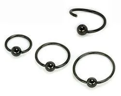 20g Annealed Black PVD Fixed Ball Ring Painful Pleasures Couples