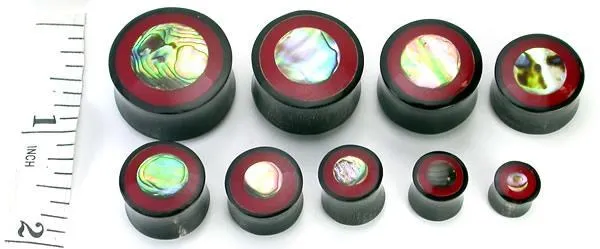 Anal Elementals Organics Red Coral and Mother of Pearl Inlay Horn Plug Price Per 1