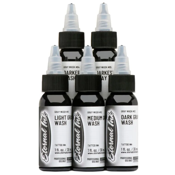 Anal Eternal Gray Wash Set of 5 Pick Size Eternal Tattoo Ink