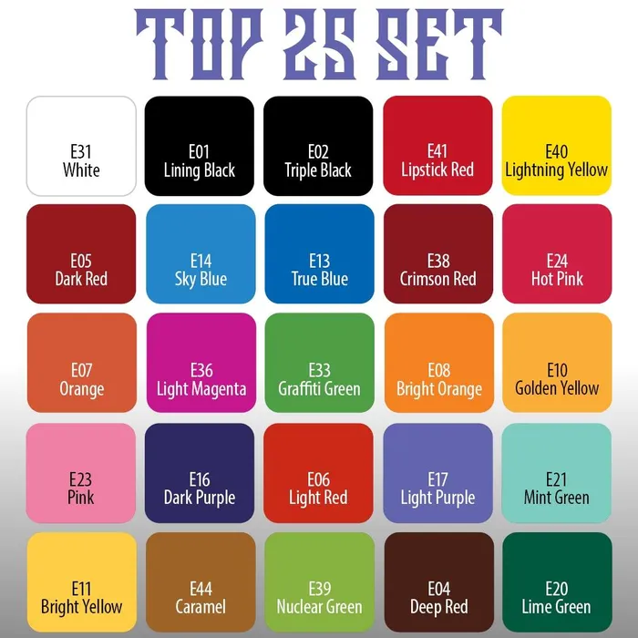 Anal Eternal Top 25 Color Set 4oz Bottles Eternal Tattoo Ink