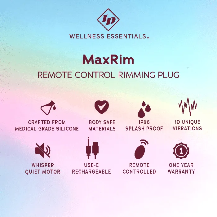 Anal ID Wellness Essentials MaxRim Remote Control Rimming Plug Westridge Laboratories Inc