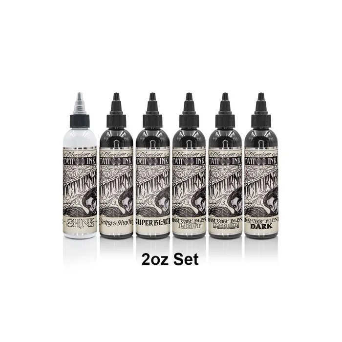 Anal Nocturnal Full Set of 6 Bottles 2oz Nocturnal Tattoo Ink Nocturnal Tattoo Ink