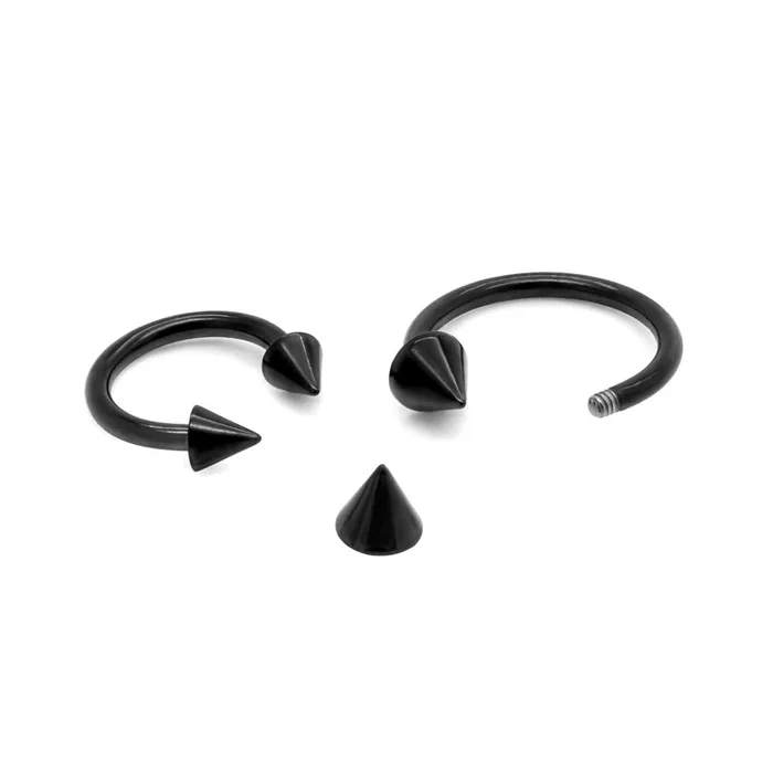 Anal Painful Pleasures 14g12g Externally Threaded PVD Black Titanium Cone Price Per 1