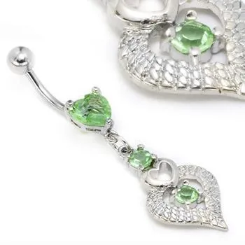 Anal Painful Pleasures 14g 716 Heart Peridot Belly Piercing Jewelry
